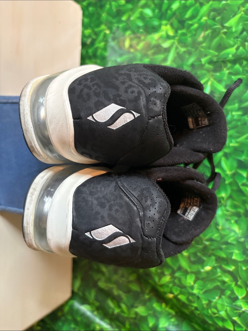 Skechers Black leopard Women's Athletic Sneakers with White Air-Cushion Sole - Picture 5 of 6